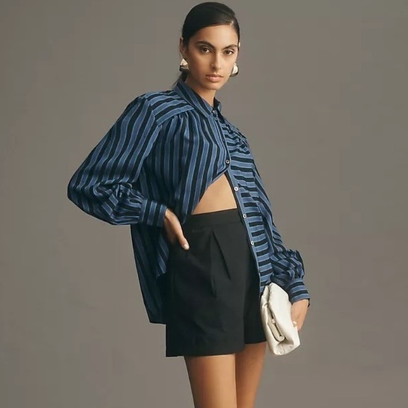 Maeve Anthropologie Silky Striped Buttondown Shirt - Picture 3 of 10